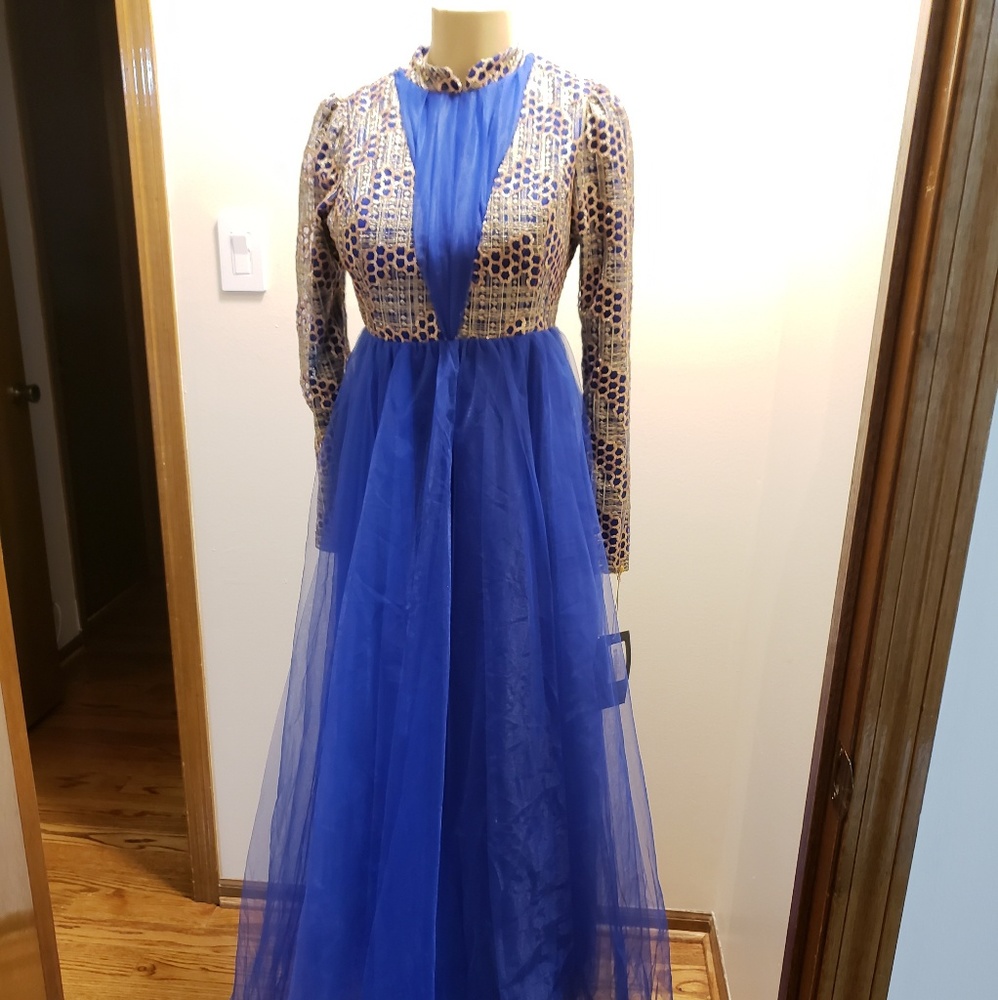 Modest Blue Long Dress